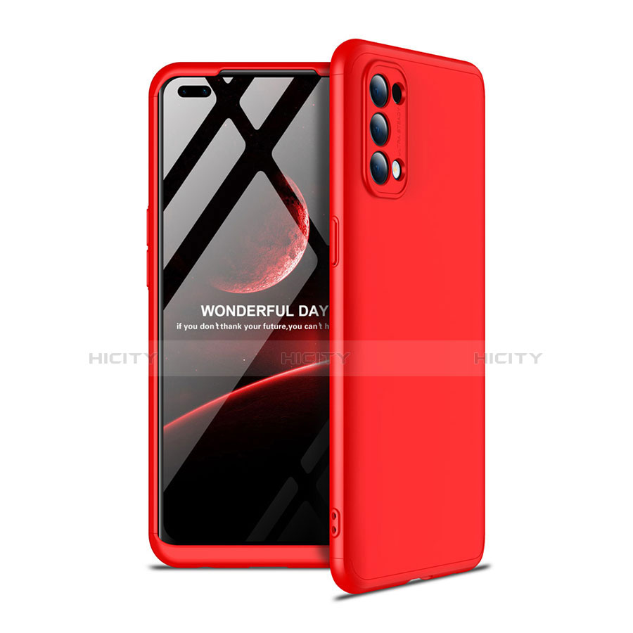 Funda Dura Plastico Rigida Carcasa Mate Frontal y Trasera 360 Grados para Oppo Reno4 4G Rojo