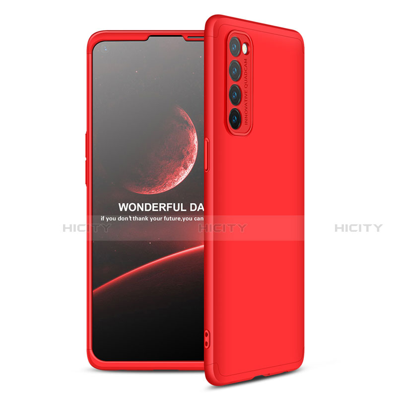 Funda Dura Plastico Rigida Carcasa Mate Frontal y Trasera 360 Grados para Oppo Reno4 Pro 4G Rojo