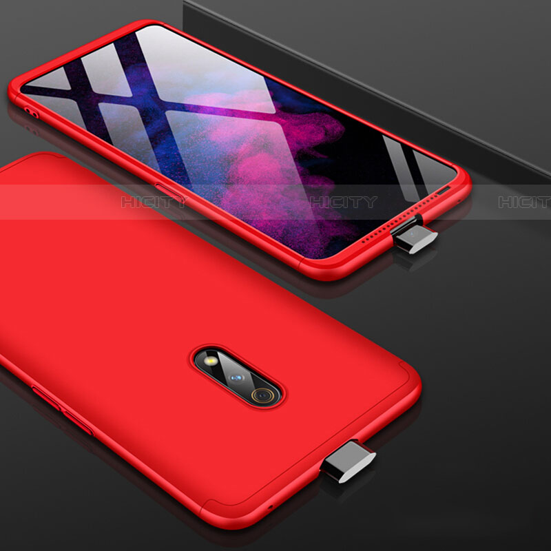 Funda Dura Plastico Rigida Carcasa Mate Frontal y Trasera 360 Grados para Realme X Rojo