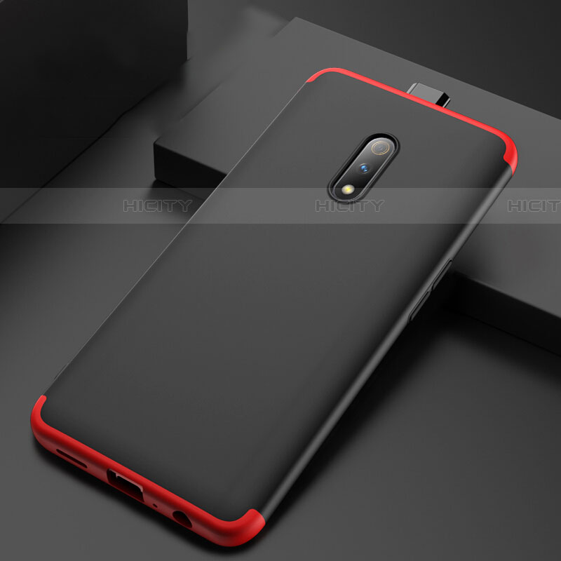 Funda Dura Plastico Rigida Carcasa Mate Frontal y Trasera 360 Grados para Realme X Rojo y Negro