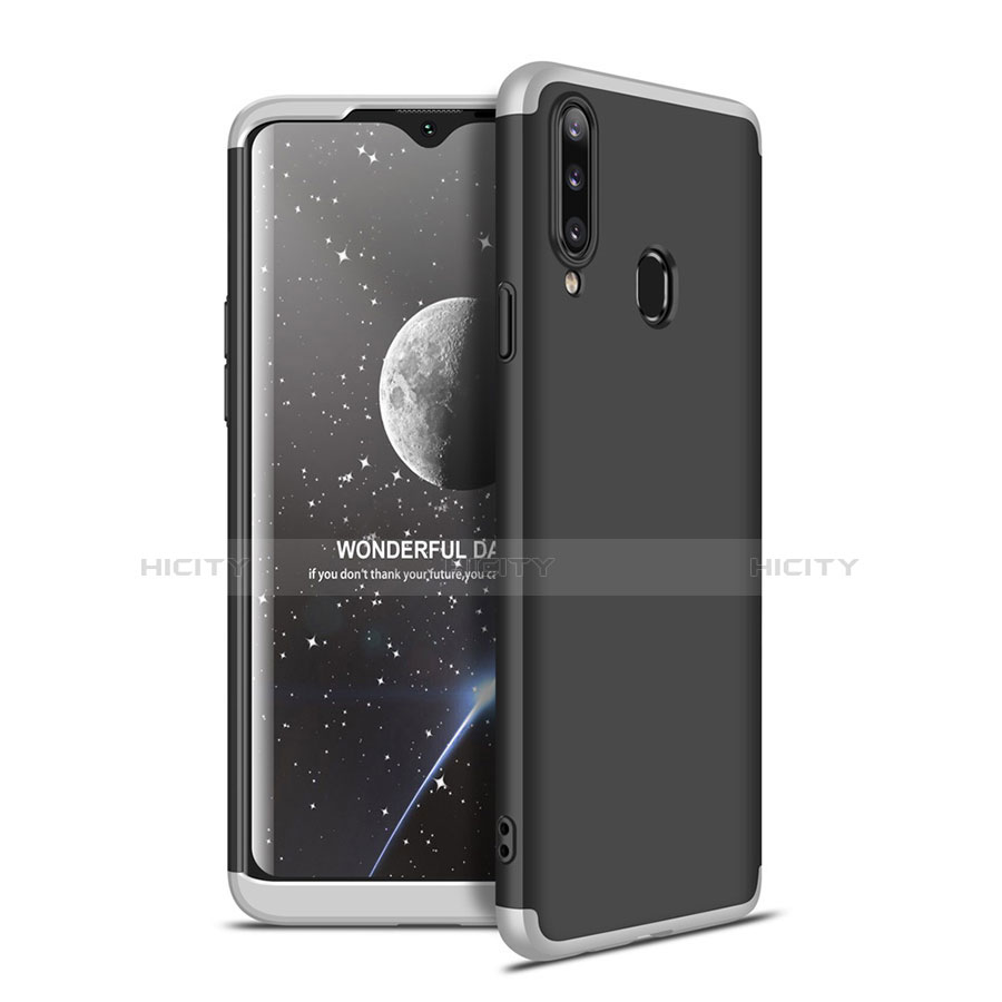 Funda Dura Plastico Rigida Carcasa Mate Frontal y Trasera 360 Grados para Samsung Galaxy A20s Plata y Negro
