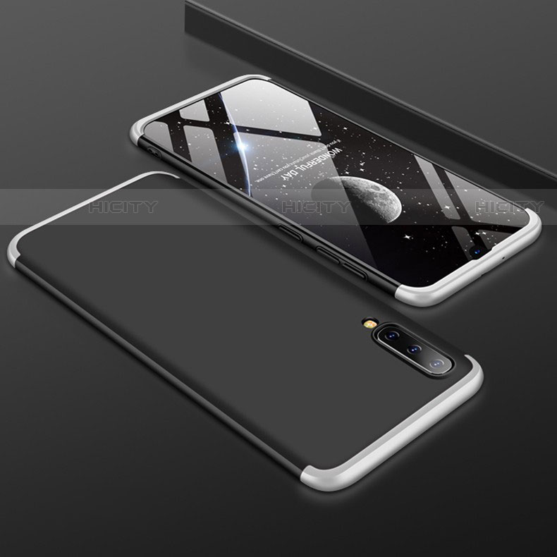Funda Dura Plastico Rigida Carcasa Mate Frontal y Trasera 360 Grados para Samsung Galaxy A30S Plata y Negro
