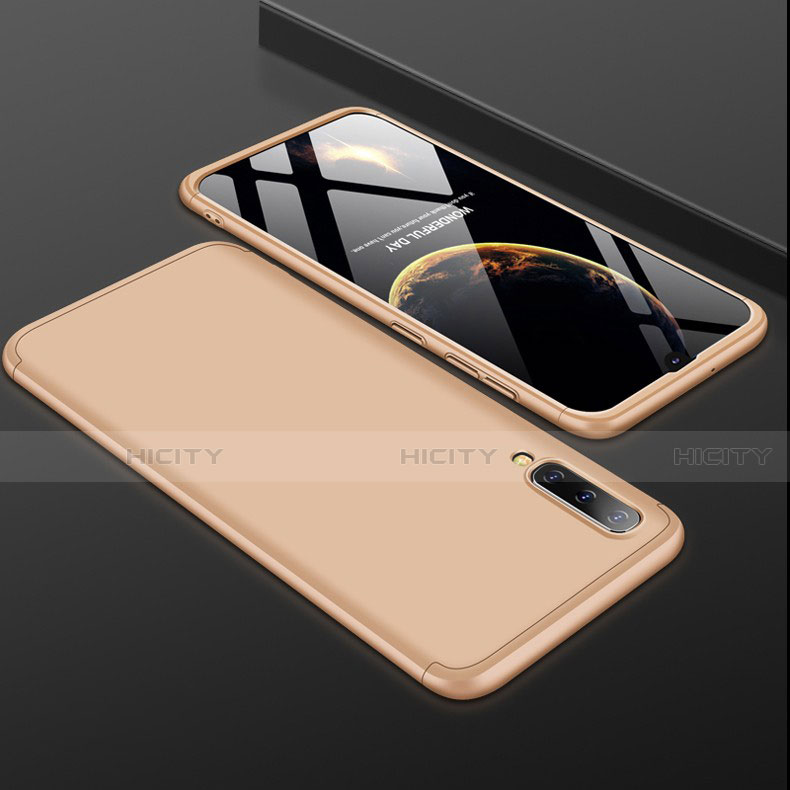 Funda Dura Plastico Rigida Carcasa Mate Frontal y Trasera 360 Grados para Samsung Galaxy A50 Oro