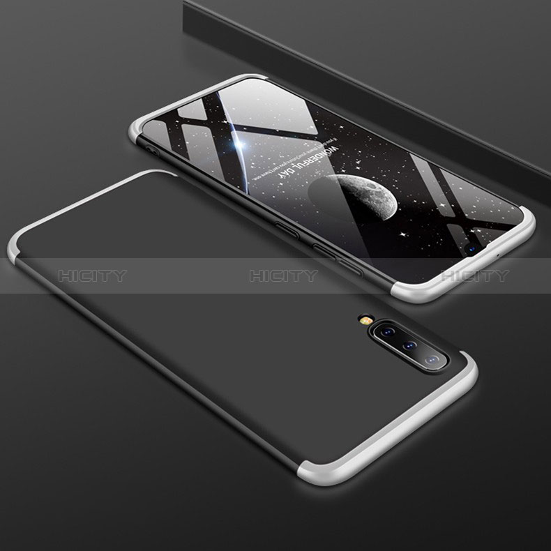 Funda Dura Plastico Rigida Carcasa Mate Frontal y Trasera 360 Grados para Samsung Galaxy A50S Plata y Negro