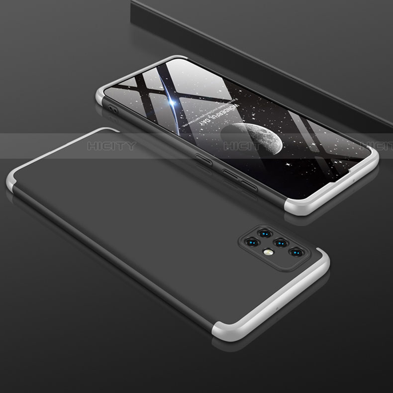 Funda Dura Plastico Rigida Carcasa Mate Frontal y Trasera 360 Grados para Samsung Galaxy A51 5G Plata y Negro