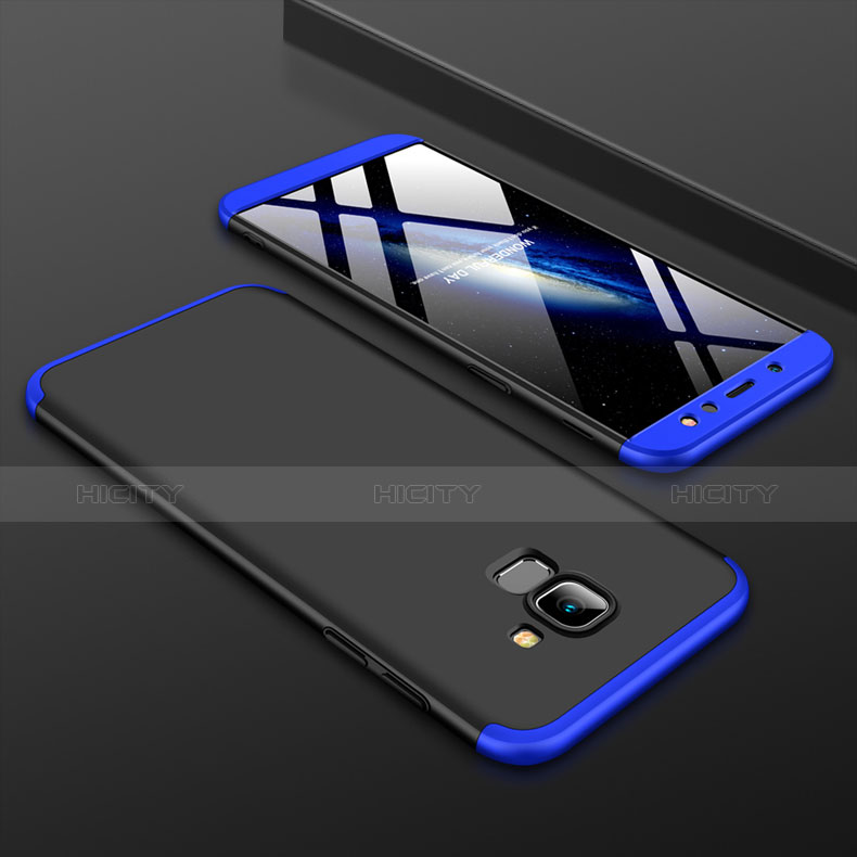 Funda Dura Plastico Rigida Carcasa Mate Frontal y Trasera 360 Grados para Samsung Galaxy A6 (2018) Dual SIM Azul y Negro
