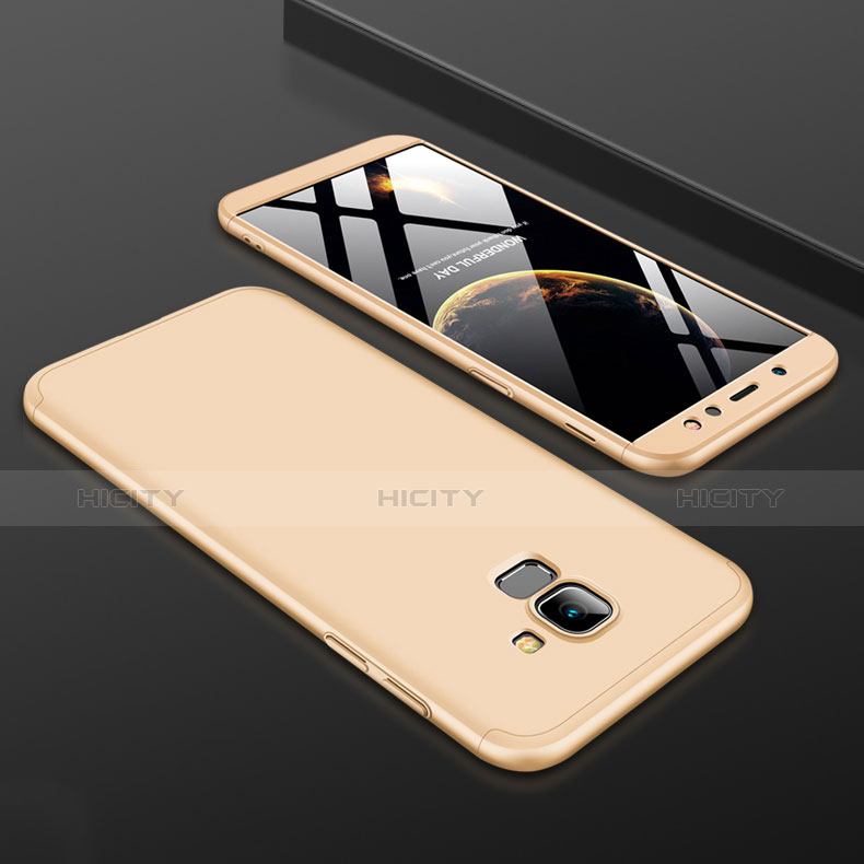 Funda Dura Plastico Rigida Carcasa Mate Frontal y Trasera 360 Grados para Samsung Galaxy A6 (2018) Dual SIM Oro