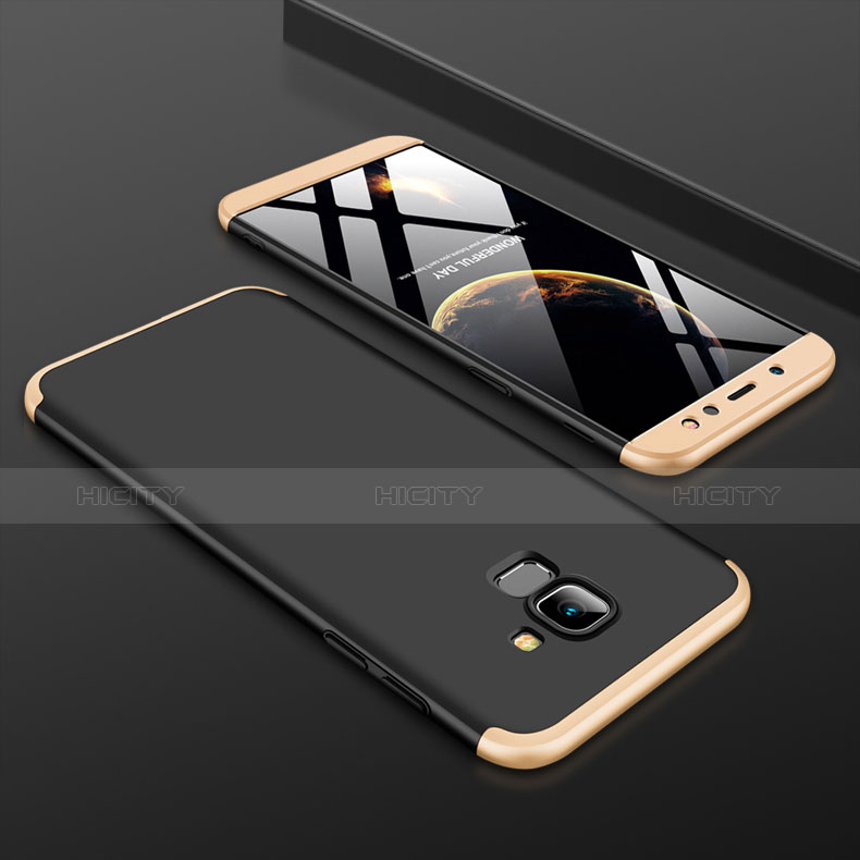 Funda Dura Plastico Rigida Carcasa Mate Frontal y Trasera 360 Grados para Samsung Galaxy A6 (2018) Dual SIM Oro y Negro