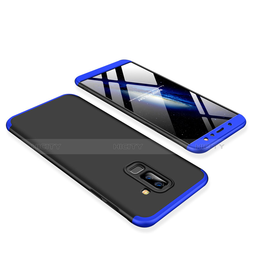 Funda Dura Plastico Rigida Carcasa Mate Frontal y Trasera 360 Grados para Samsung Galaxy A6 Plus (2018) Azul y Negro