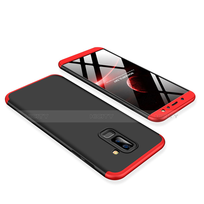 Funda Dura Plastico Rigida Carcasa Mate Frontal y Trasera 360 Grados para Samsung Galaxy A6 Plus (2018) Rojo y Negro