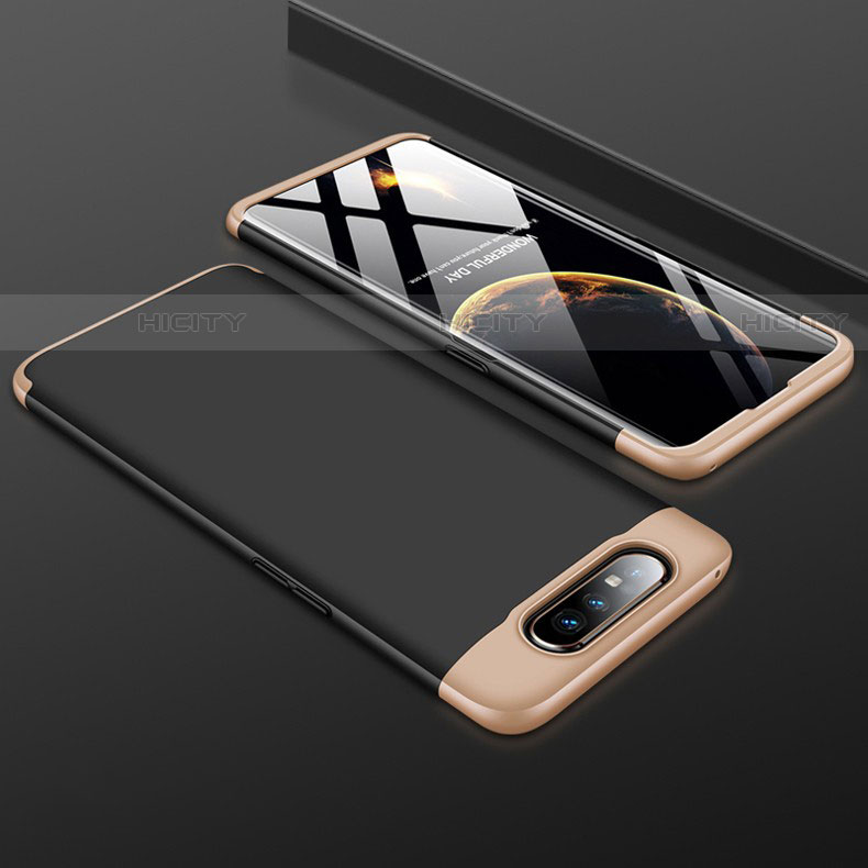 Funda Dura Plastico Rigida Carcasa Mate Frontal y Trasera 360 Grados para Samsung Galaxy A80 Oro y Negro