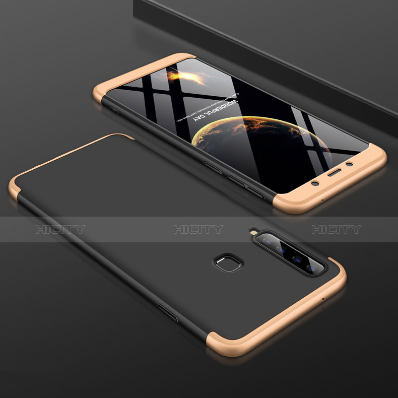 Funda Dura Plastico Rigida Carcasa Mate Frontal y Trasera 360 Grados para Samsung Galaxy A9s Oro y Negro