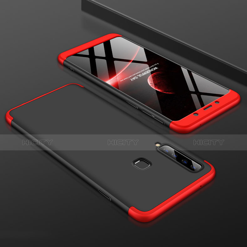 Funda Dura Plastico Rigida Carcasa Mate Frontal y Trasera 360 Grados para Samsung Galaxy A9s Rojo y Negro