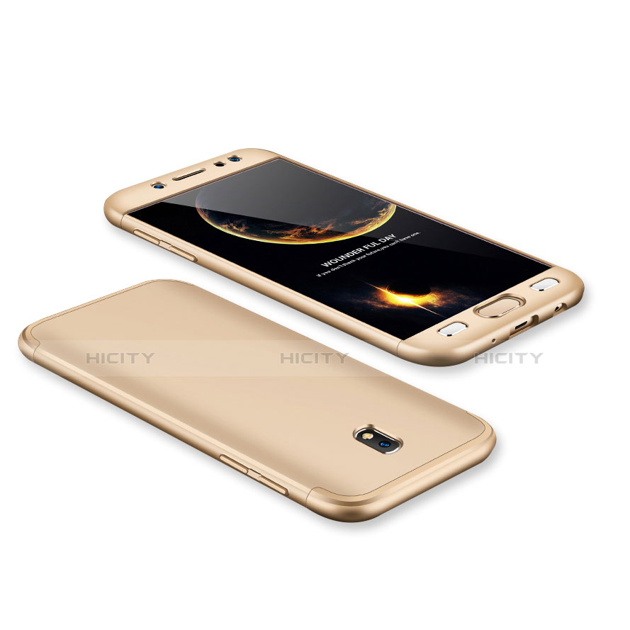 Funda Dura Plastico Rigida Carcasa Mate Frontal y Trasera 360 Grados para Samsung Galaxy J7 Pro Oro