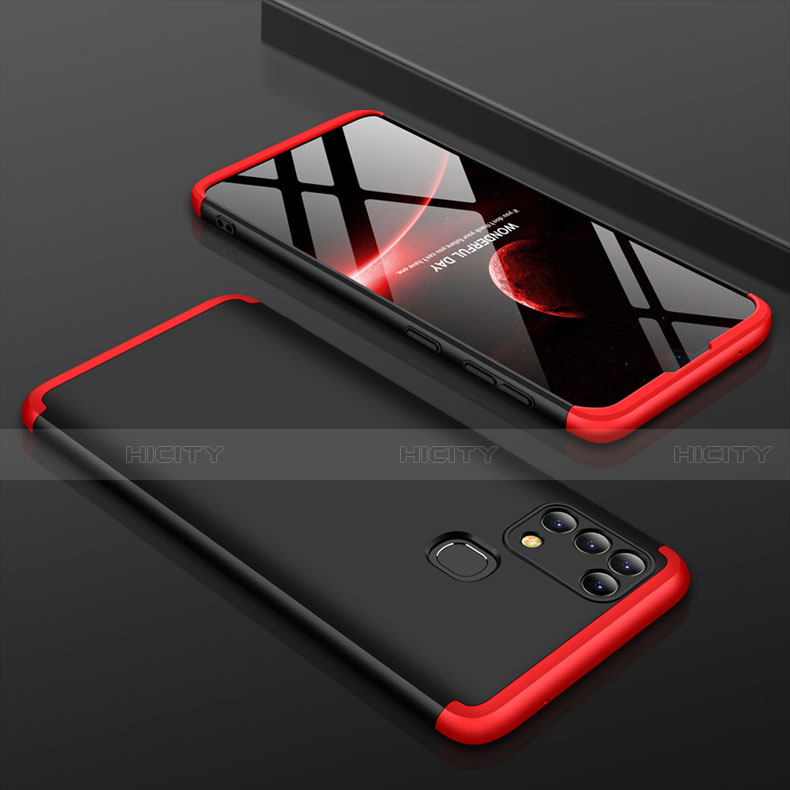 Funda Dura Plastico Rigida Carcasa Mate Frontal y Trasera 360 Grados para Samsung Galaxy M21s Rojo y Negro
