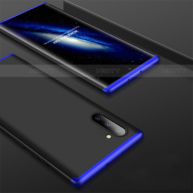 Funda Dura Plastico Rigida Carcasa Mate Frontal y Trasera 360 Grados para Samsung Galaxy Note 10 5G Azul y Negro