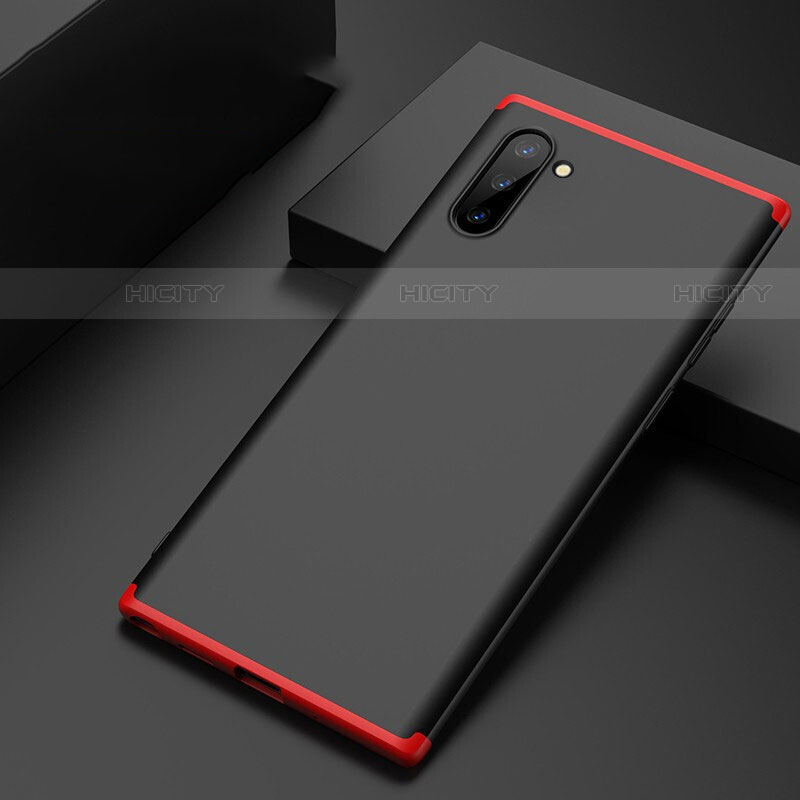Funda Dura Plastico Rigida Carcasa Mate Frontal y Trasera 360 Grados para Samsung Galaxy Note 10 Rojo y Negro
