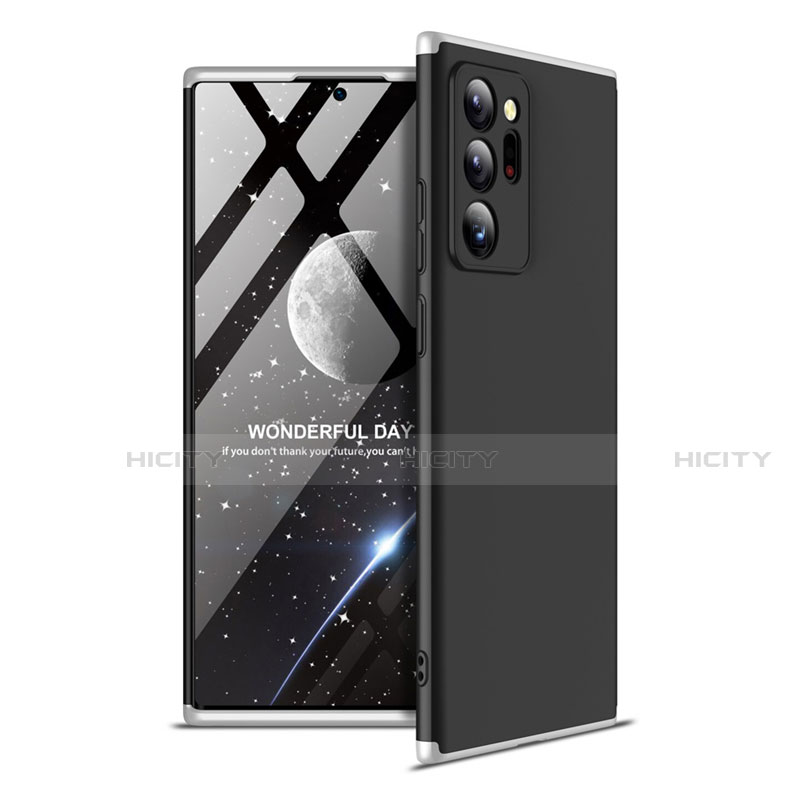 Funda Dura Plastico Rigida Carcasa Mate Frontal y Trasera 360 Grados para Samsung Galaxy Note 20 Ultra 5G Plata y Negro