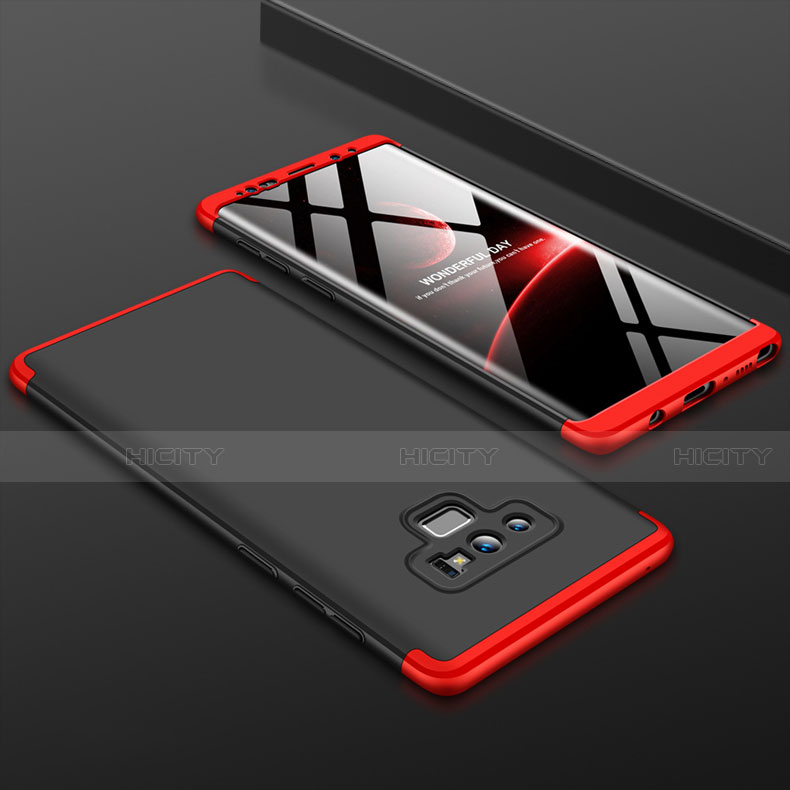Funda Dura Plastico Rigida Carcasa Mate Frontal y Trasera 360 Grados para Samsung Galaxy Note 9 Rojo y Negro