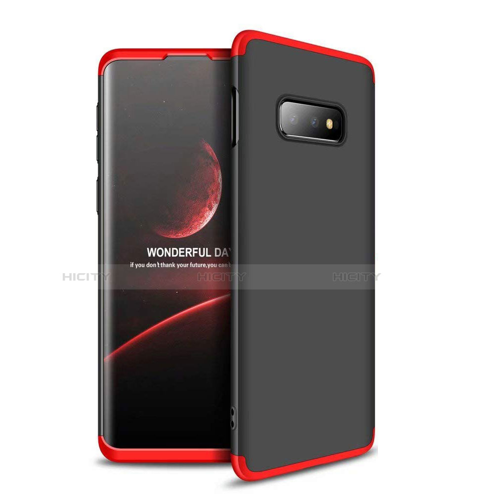 Funda Dura Plastico Rigida Carcasa Mate Frontal y Trasera 360 Grados para Samsung Galaxy S10e Rojo y Negro