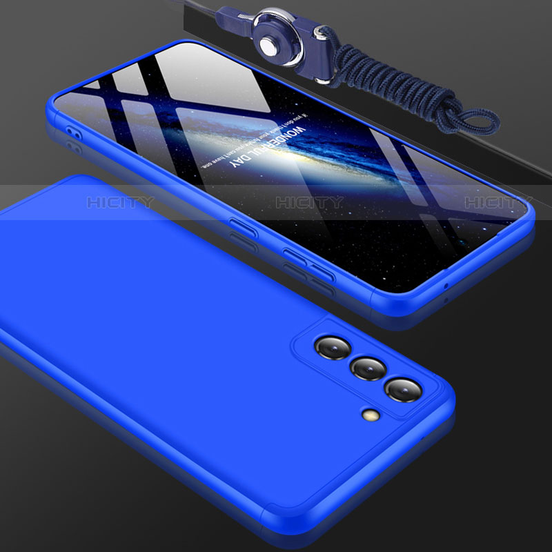 Funda Dura Plastico Rigida Carcasa Mate Frontal y Trasera 360 Grados para Samsung Galaxy S21 FE 5G Azul