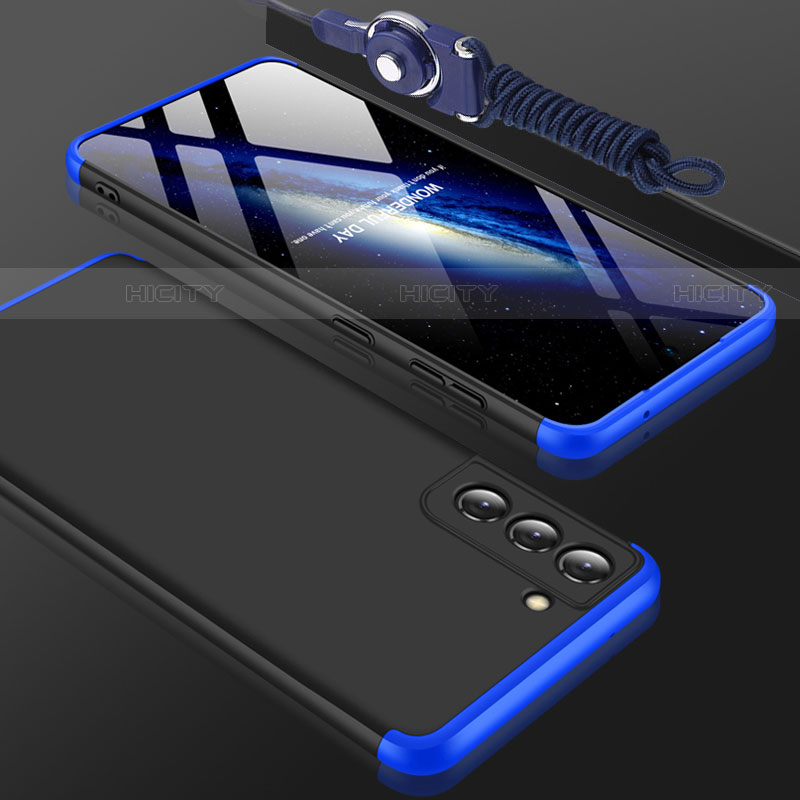 Funda Dura Plastico Rigida Carcasa Mate Frontal y Trasera 360 Grados para Samsung Galaxy S21 FE 5G Azul y Negro