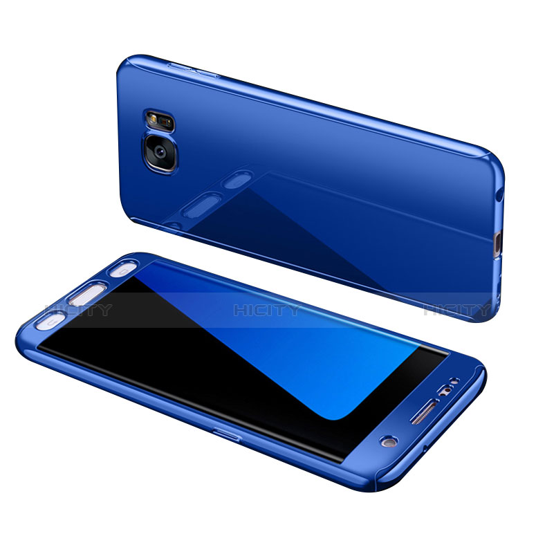 Funda Dura Plastico Rigida Carcasa Mate Frontal y Trasera 360 Grados para Samsung Galaxy S7 Edge G935F Azul