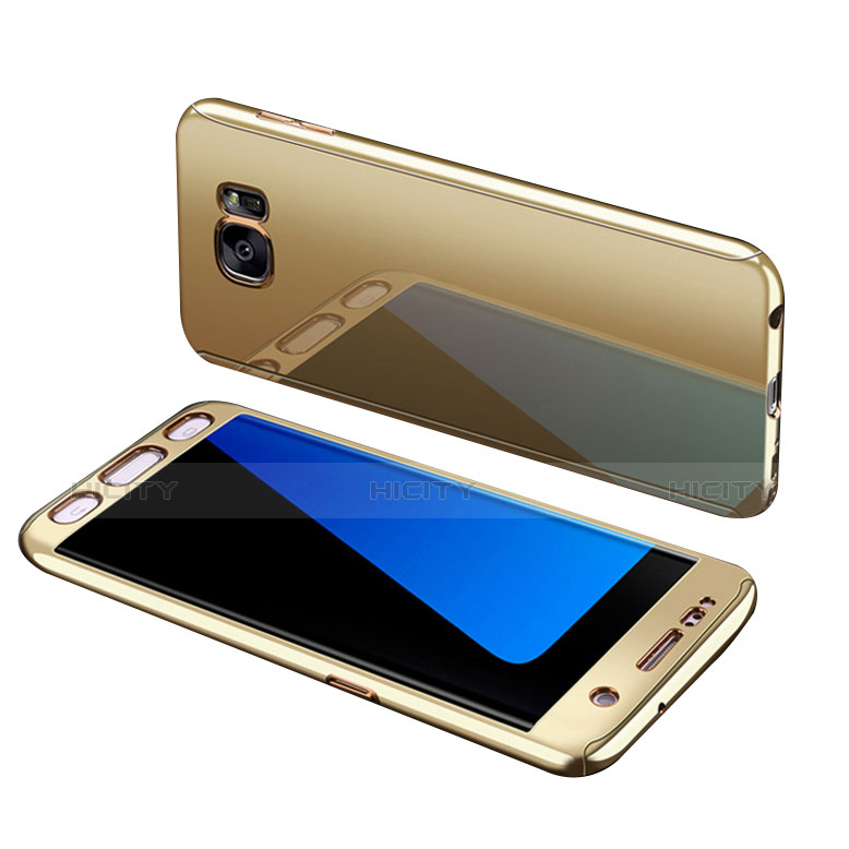 Funda Dura Plastico Rigida Carcasa Mate Frontal y Trasera 360 Grados para Samsung Galaxy S7 Edge G935F Oro