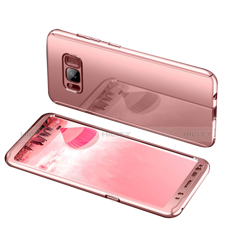 Funda Dura Plastico Rigida Carcasa Mate Frontal y Trasera 360 Grados para Samsung Galaxy S8 Oro Rosa