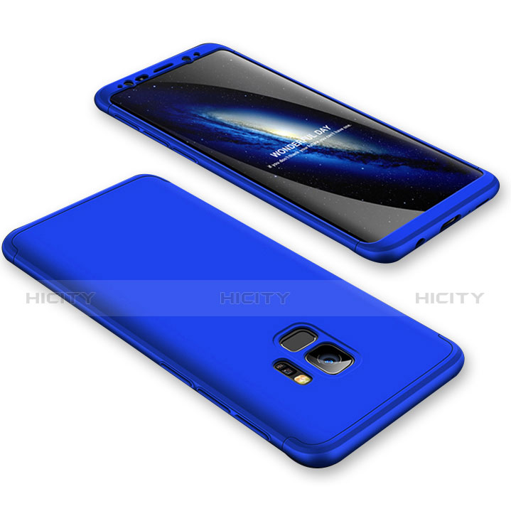 Funda Dura Plastico Rigida Carcasa Mate Frontal y Trasera 360 Grados para Samsung Galaxy S9 Azul