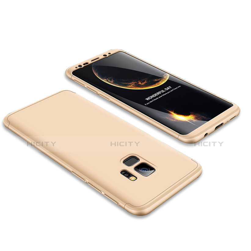 Funda Dura Plastico Rigida Carcasa Mate Frontal y Trasera 360 Grados para Samsung Galaxy S9 Oro