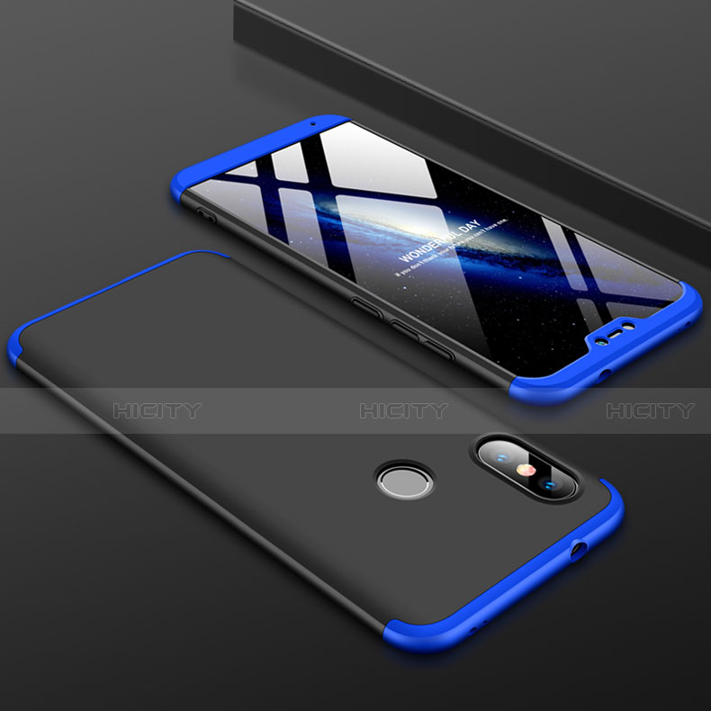 Funda Dura Plastico Rigida Carcasa Mate Frontal y Trasera 360 Grados para Xiaomi Mi A2 Lite Azul y Negro
