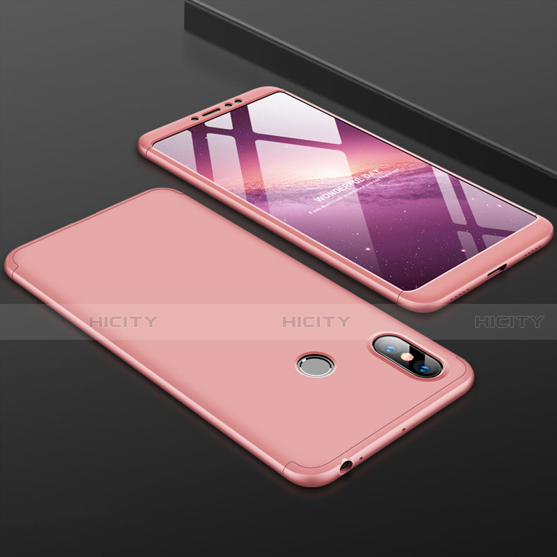 Funda Dura Plastico Rigida Carcasa Mate Frontal y Trasera 360 Grados para Xiaomi Mi Max 3 Oro Rosa