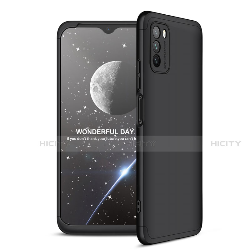 Funda Dura Plastico Rigida Carcasa Mate Frontal y Trasera 360 Grados para Xiaomi Poco M3 Negro