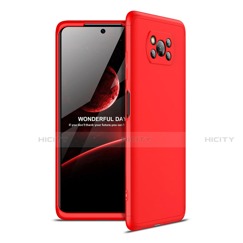 Funda Dura Plastico Rigida Carcasa Mate Frontal y Trasera 360 Grados para Xiaomi Poco X3 NFC Rojo