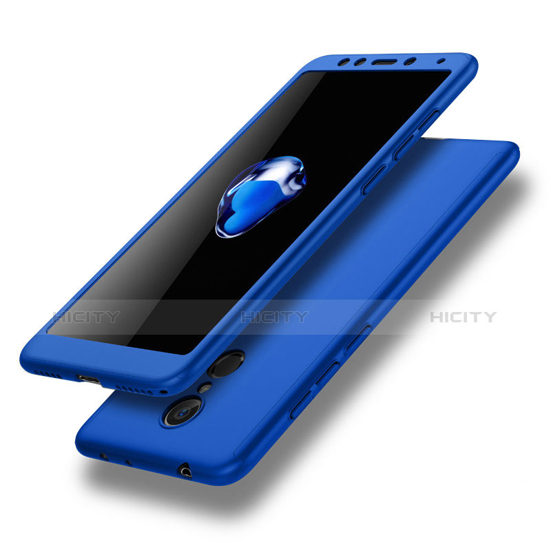 Funda Dura Plastico Rigida Carcasa Mate Frontal y Trasera 360 Grados para Xiaomi Redmi 5 Azul