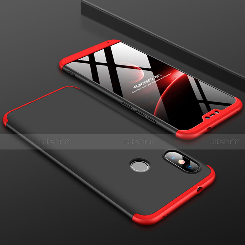 Funda Dura Plastico Rigida Carcasa Mate Frontal y Trasera 360 Grados para Xiaomi Redmi 6 Pro Rojo y Negro