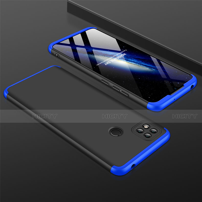 Funda Dura Plastico Rigida Carcasa Mate Frontal y Trasera 360 Grados para Xiaomi Redmi 9 India Azul y Negro
