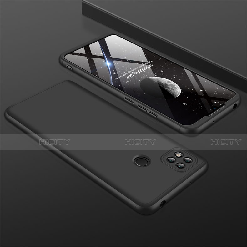 Funda Dura Plastico Rigida Carcasa Mate Frontal y Trasera 360 Grados para Xiaomi Redmi 9 India Negro