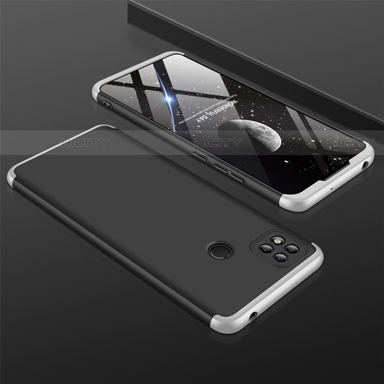 Funda Dura Plastico Rigida Carcasa Mate Frontal y Trasera 360 Grados para Xiaomi Redmi 9C Plata y Negro