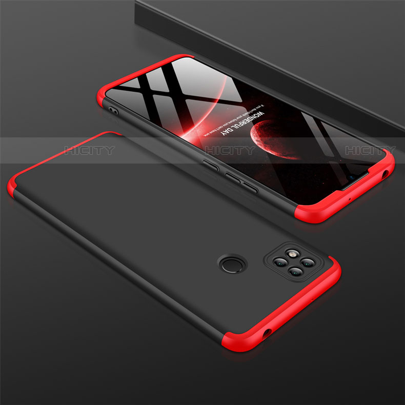 Funda Dura Plastico Rigida Carcasa Mate Frontal y Trasera 360 Grados para Xiaomi Redmi 9C Rojo y Negro