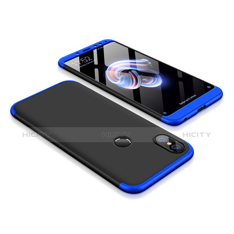 Funda Dura Plastico Rigida Carcasa Mate Frontal y Trasera 360 Grados para Xiaomi Redmi Note 5 Pro Azul y Negro