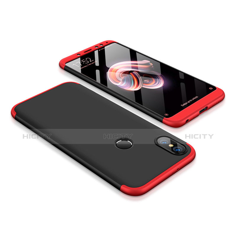 Funda Dura Plastico Rigida Carcasa Mate Frontal y Trasera 360 Grados para Xiaomi Redmi Note 5 Pro Rojo y Negro