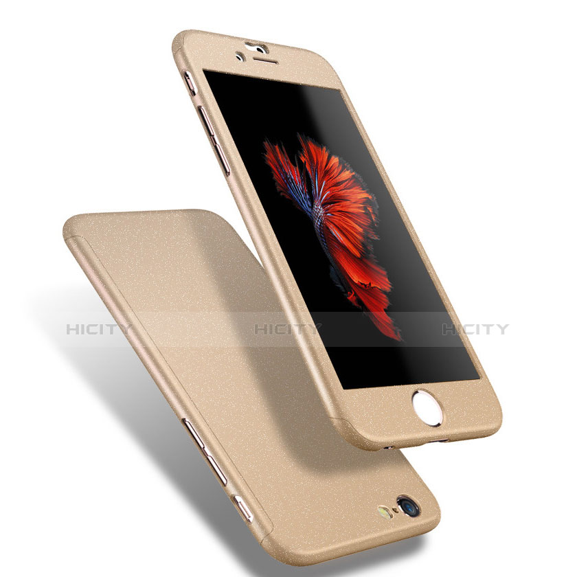 Funda Dura Plastico Rigida Carcasa Mate Frontal y Trasera 360 Grados Q01 para Apple iPhone 6S Oro
