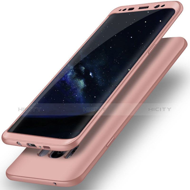 Funda Dura Plastico Rigida Carcasa Mate Frontal y Trasera 360 Grados Q02 para Samsung Galaxy S8 Oro Rosa