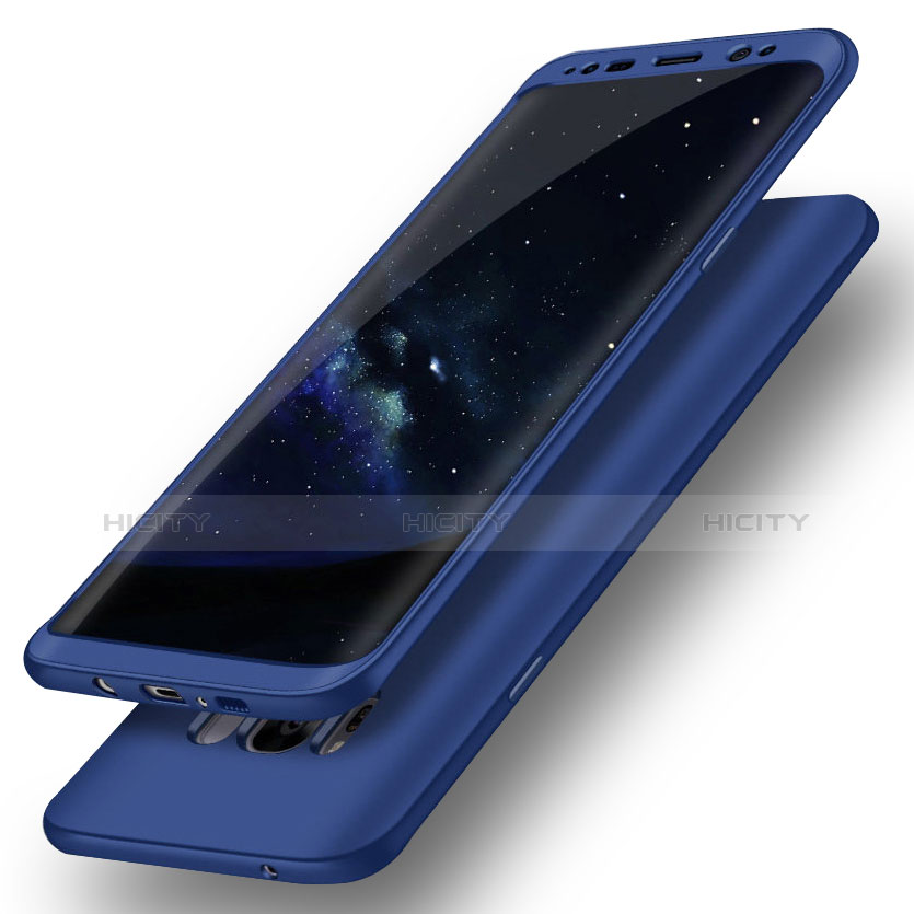 Funda Dura Plastico Rigida Carcasa Mate Frontal y Trasera 360 Grados Q02 para Samsung Galaxy S8 Plus Azul
