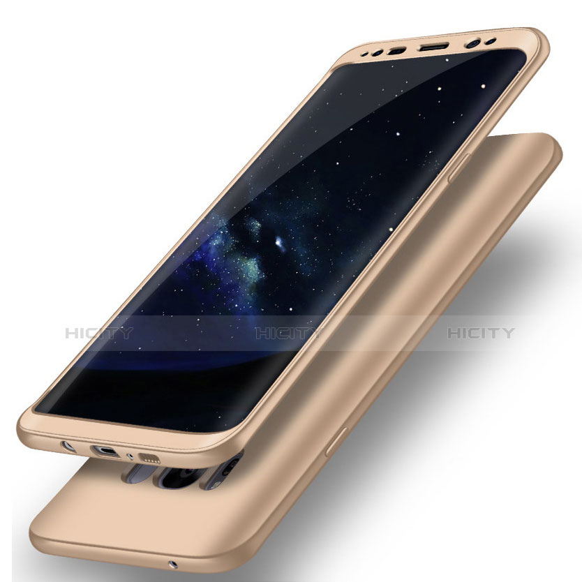 Funda Dura Plastico Rigida Carcasa Mate Frontal y Trasera 360 Grados Q02 para Samsung Galaxy S8 Plus Oro