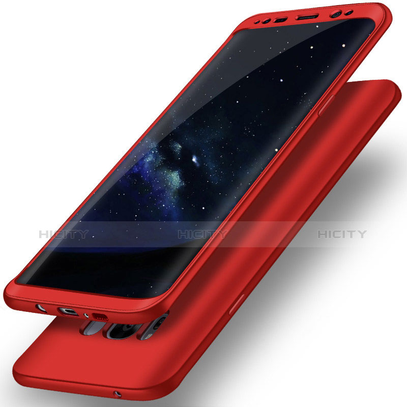 Funda Dura Plastico Rigida Carcasa Mate Frontal y Trasera 360 Grados Q02 para Samsung Galaxy S8 Rojo