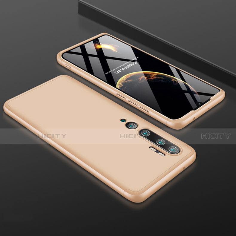 Funda Dura Plastico Rigida Carcasa Mate Frontal y Trasera 360 Grados R01 para Xiaomi Mi Note 10 Pro Oro