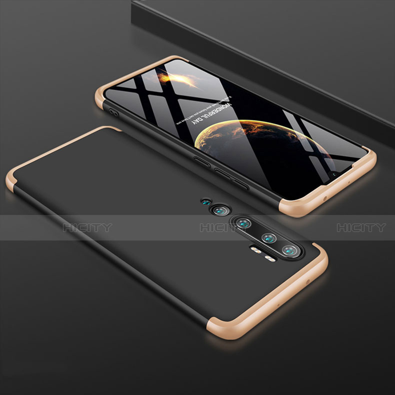 Funda Dura Plastico Rigida Carcasa Mate Frontal y Trasera 360 Grados R01 para Xiaomi Mi Note 10 Pro Oro y Negro